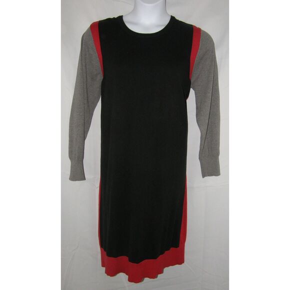 WOMAN WITHIN Black Colorblock Plus Sz 22/24 Church Office Midi Sweater Dress - Picture 1 of 4